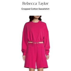 Nwt Rebecca Taylor Cropped Terry Sweatshirt Drawcord
